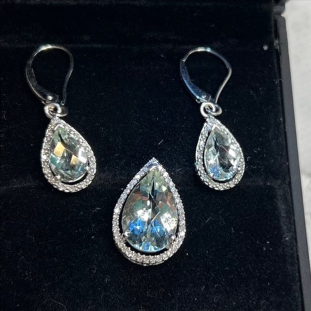 RESERVED 10 k Solid Gold Green Amethyst Diamond Pendant Only